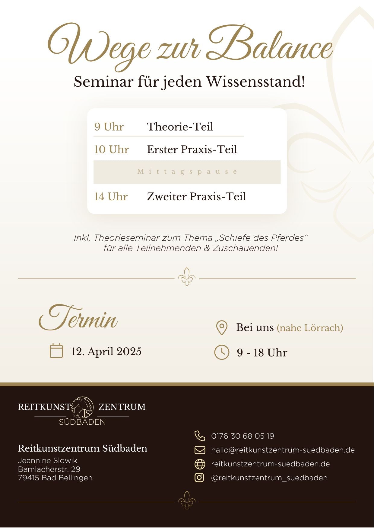 Teilnehmerplatz Reitkurs mit Hella Mohr