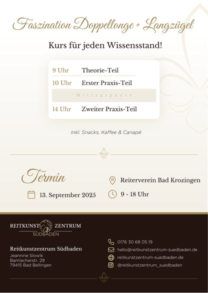 Zuschauerplatz Doppellongen- & Langzügel-Kurs mit Jeannine Slowik